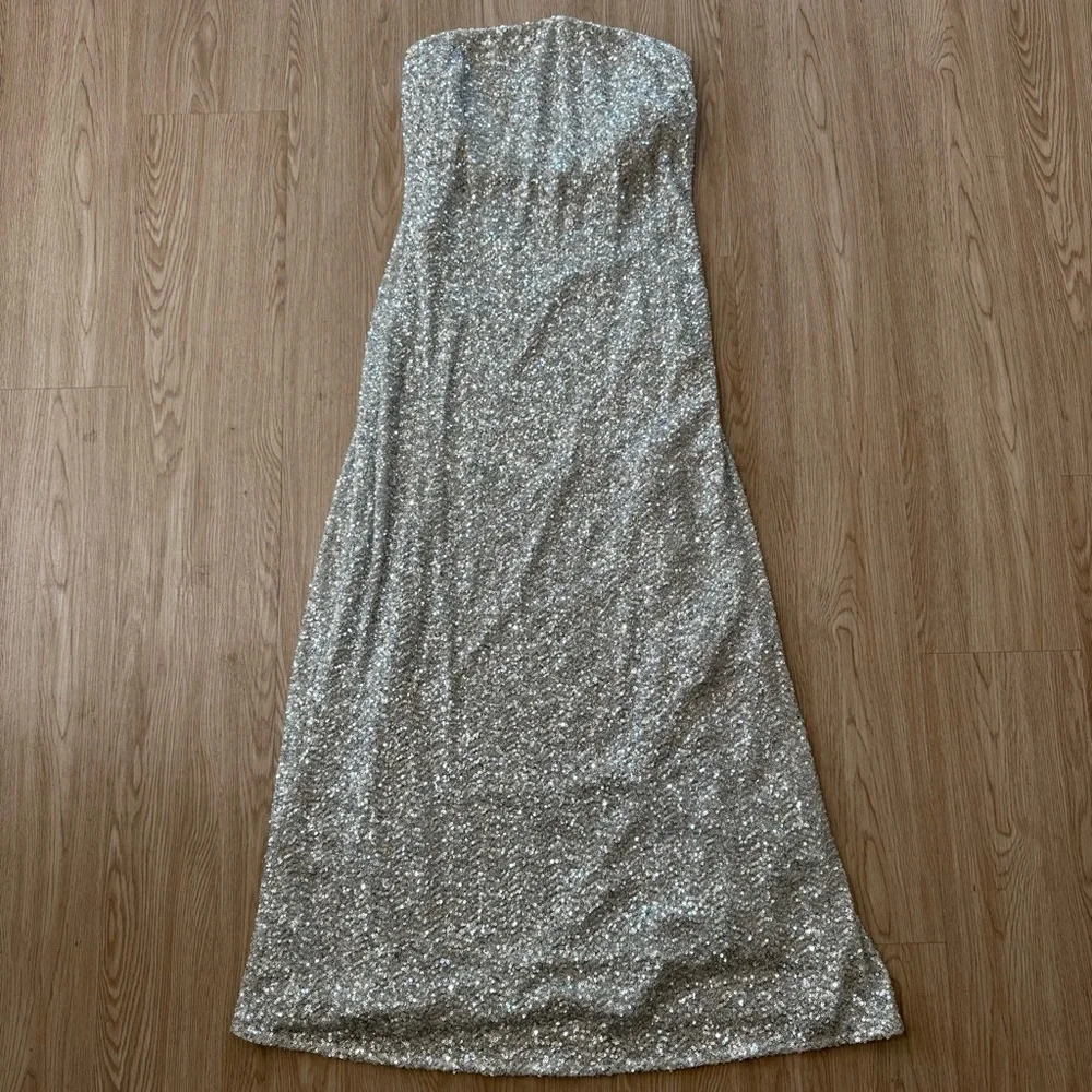 By Johnny sequin strapless side slit maxi dress nwot - Picture 3 of 4